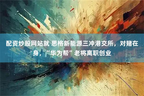 配资炒股网站就 思格新能源三冲港交所，对赌在身，“华为帮”老将离职创业